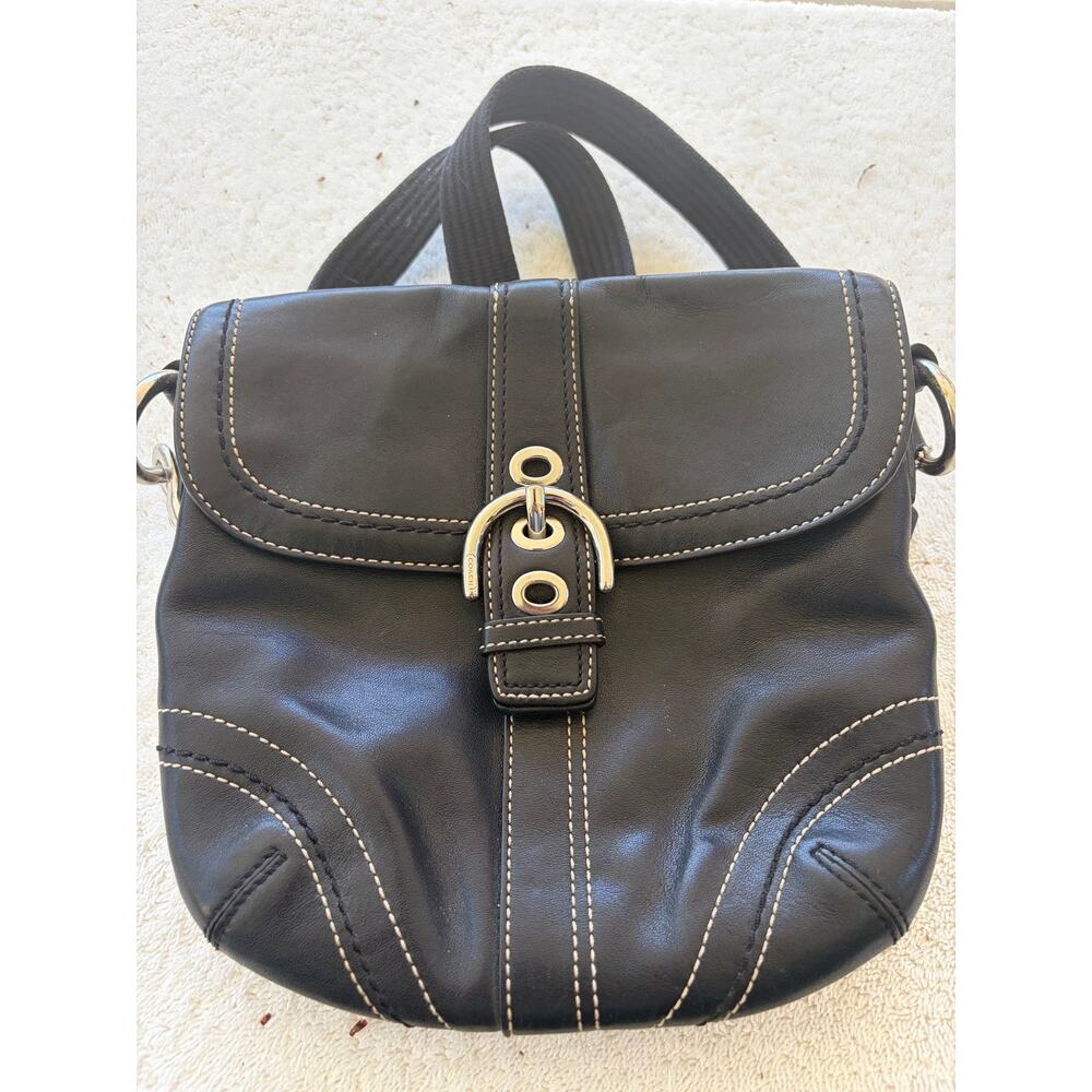 Coach Vintage Y2K Small Black Leather Soho Shoulder/Crossbody Hobo Flap Purse